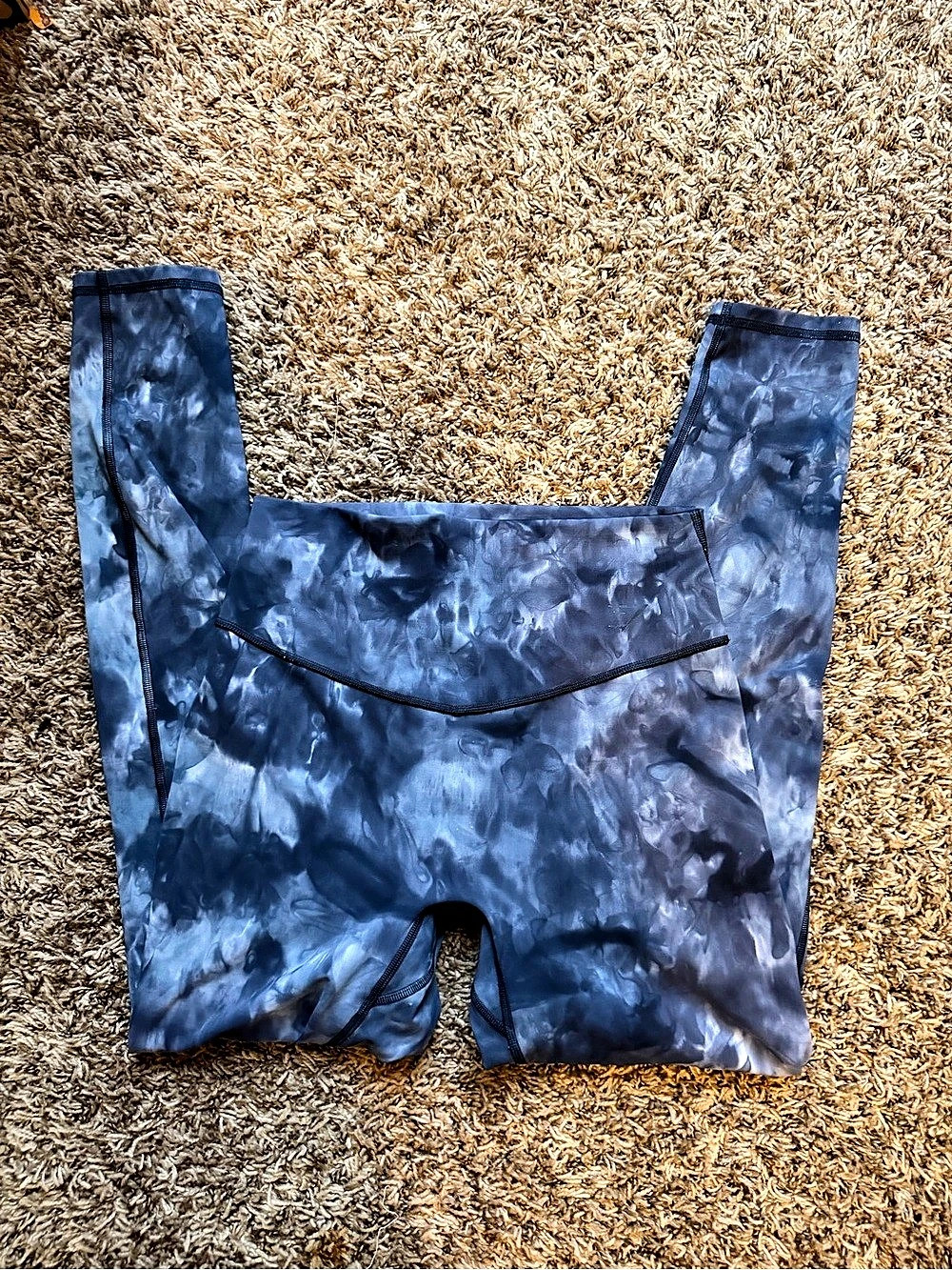 GYMSHARK Lakeside Blue Spray Dye Elevate High Waisted Leggings Small 23”